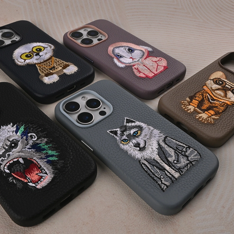 Embroidered Leather iPhone Case