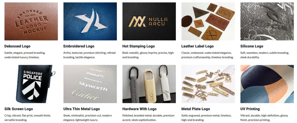 Logo Options for Private label leather phone case