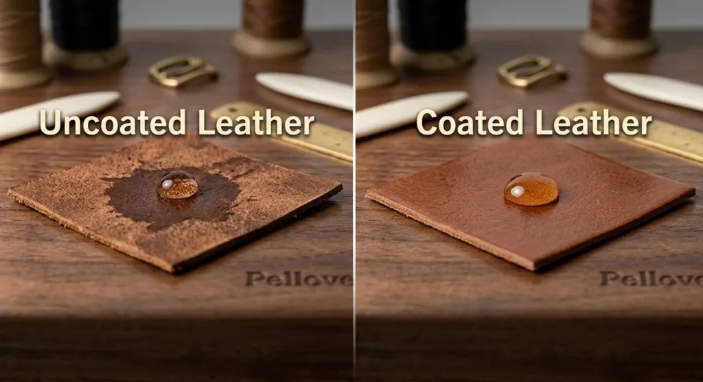 water resistance-uncoated leather VS coated leather