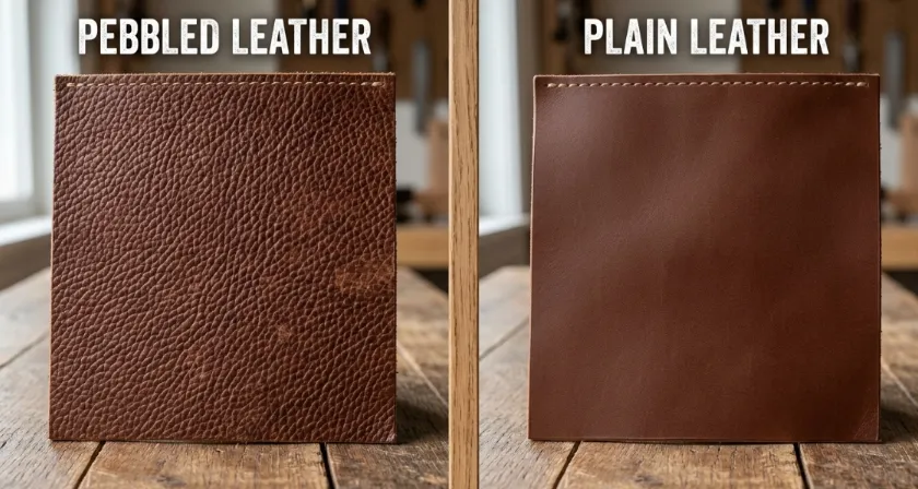 Comparison of pebbled leather and smooth leather