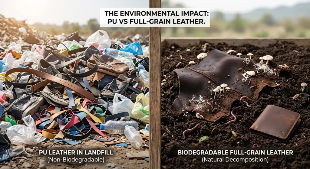 The environmental impact: PU leather VS full grain leather