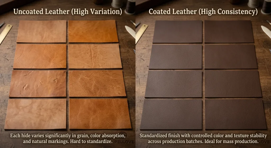 Uncoated Leather VS Coated Leather of Product Consistency