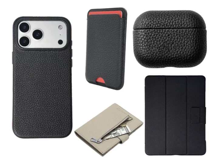 pebbled leather accessories