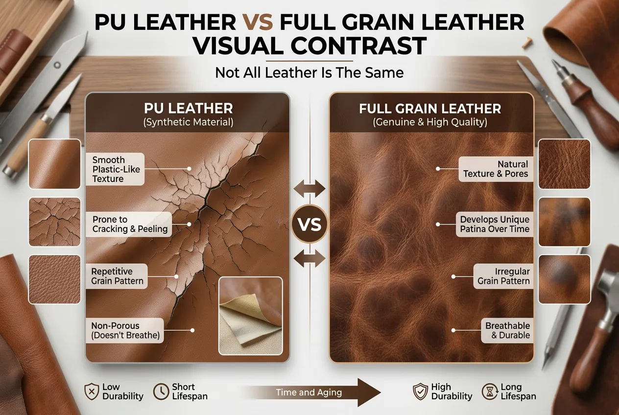 PU leather VS full grain leather
