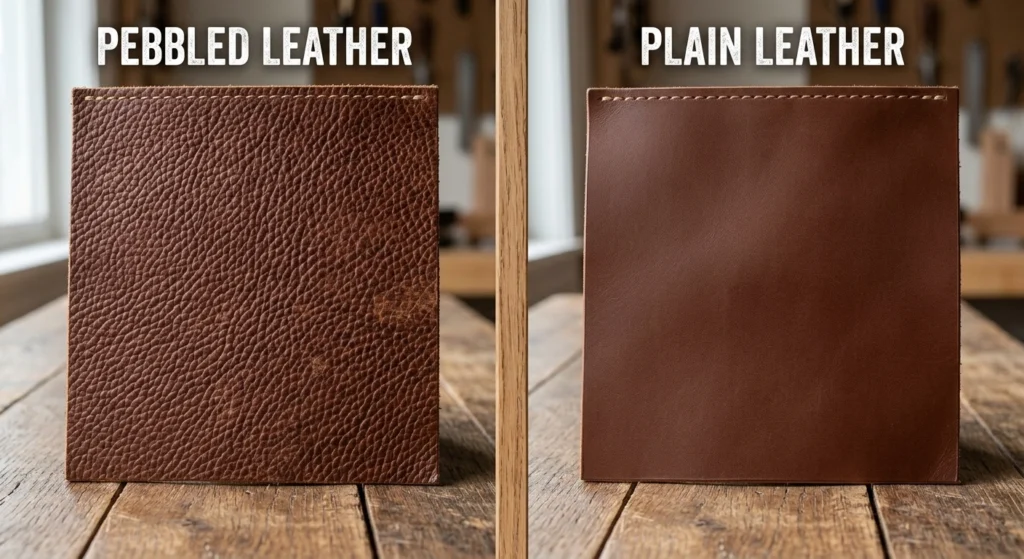 comparison of pebbled leather and smooth leather