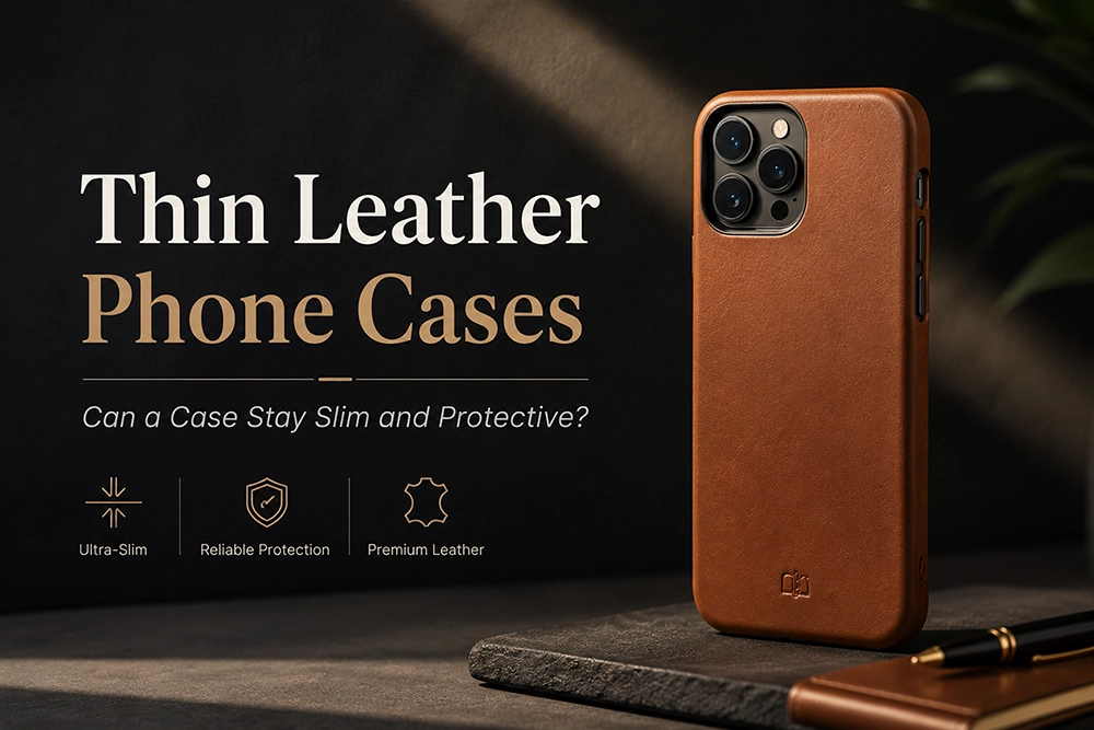 Thin leather phone case