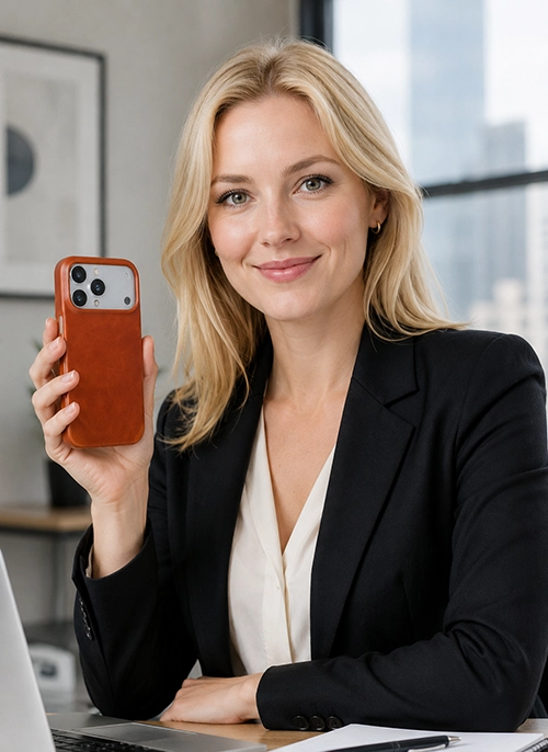 leather phone case for business women