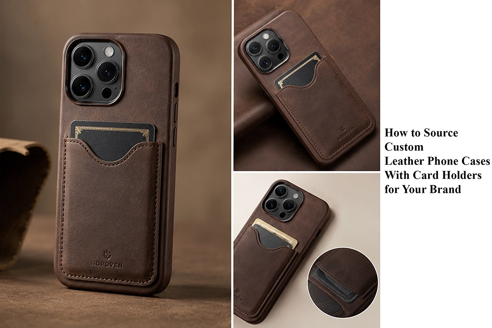 leather phone case with card holder guide