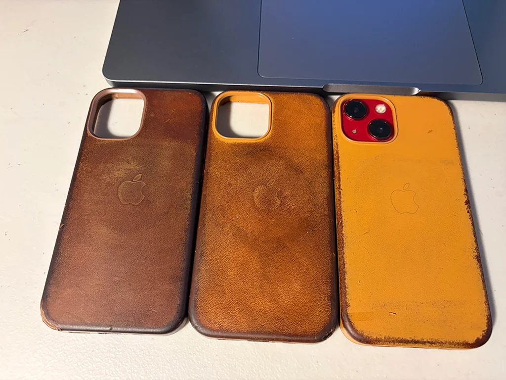 three apple iphone leather cases from 2020-2021 in regular