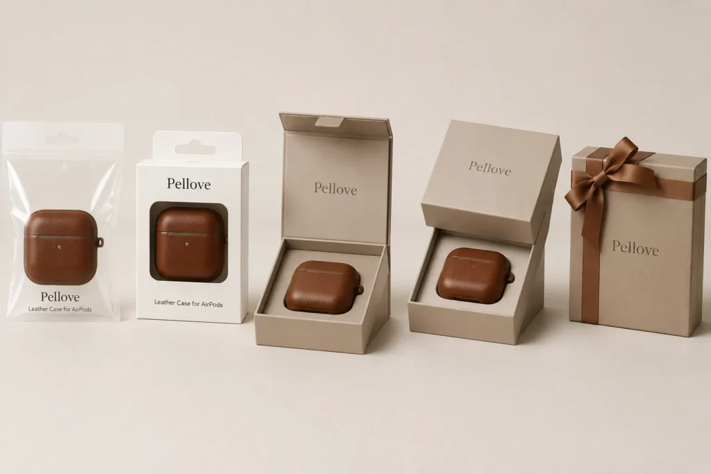 Leather AirPods cases packing option