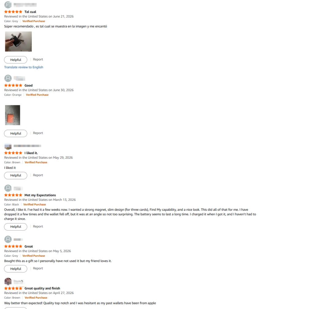 findmy magsafe wallet good review from Amazon