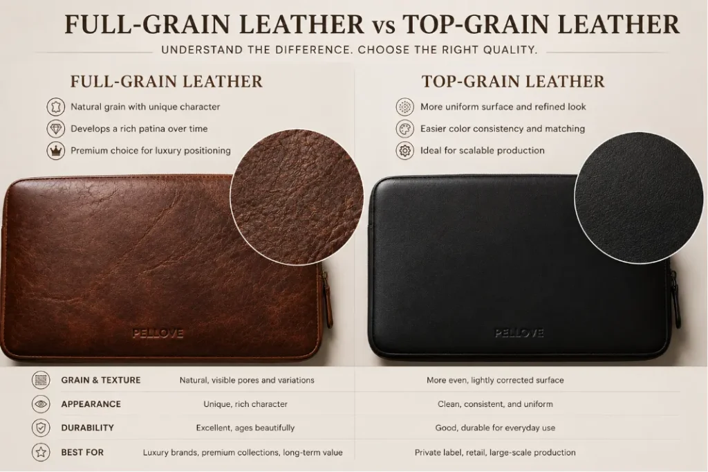 Full grain leather vs Top grain leather