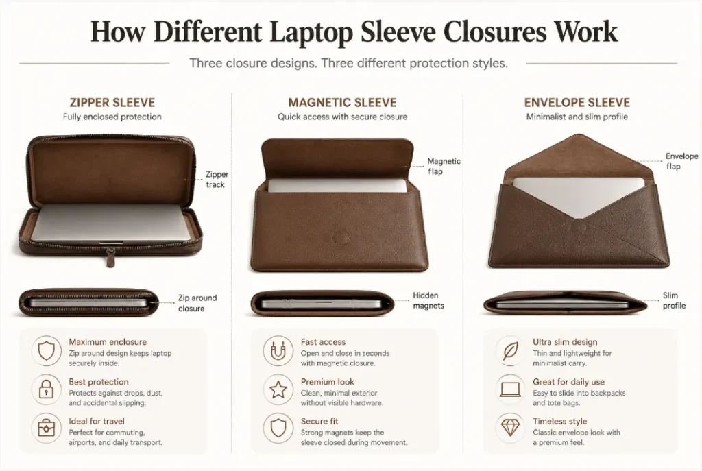 How Different Laptop Sleeve Closures Work