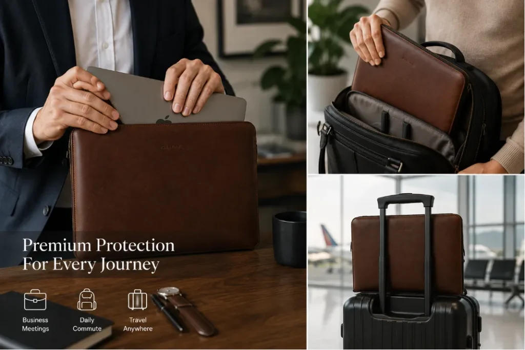 Leather Laptop Sleeve for Journey