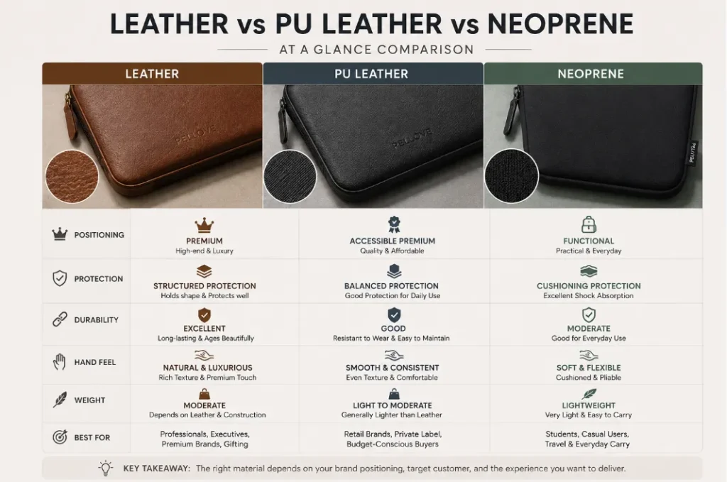 Leather vs PU vs Neoprene Material Comparison