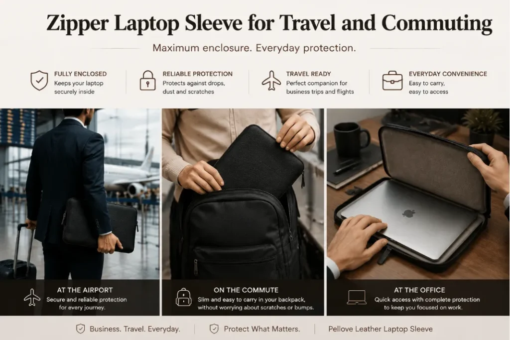 Zipper Laptop Sleeve for Travel and Commuting
