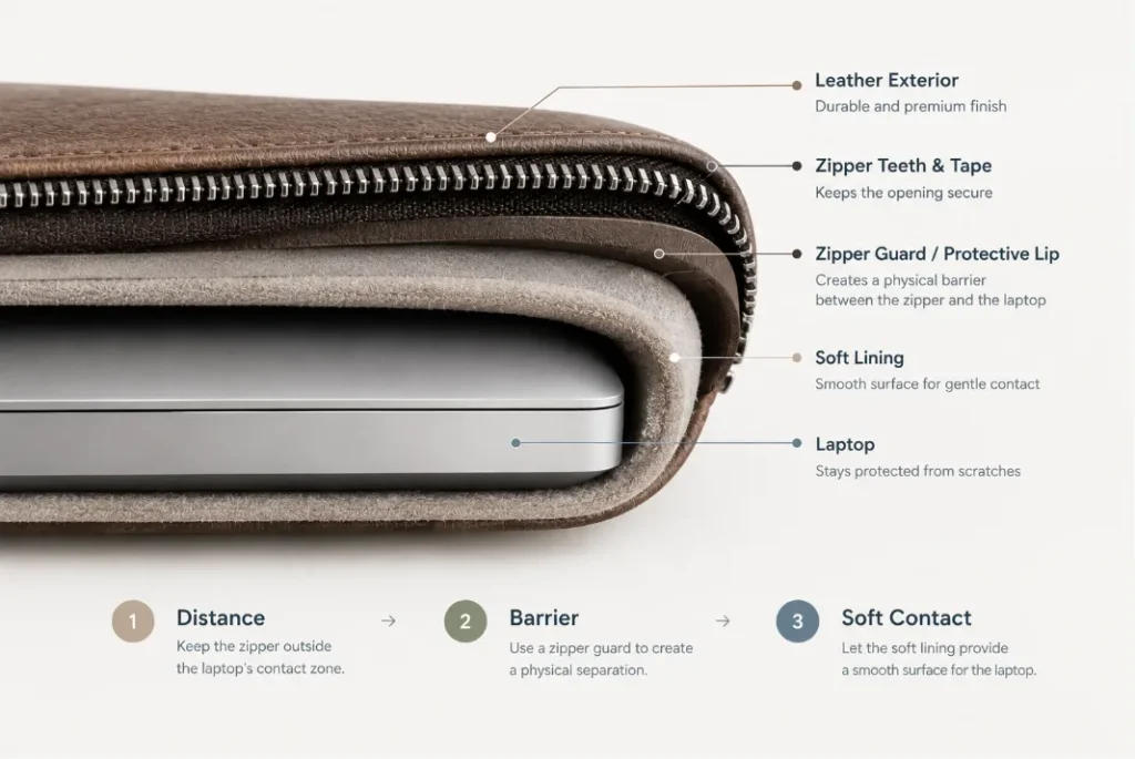 How Should a Laptop Sleeve Be Designed to Prevent Zipper Scratches?